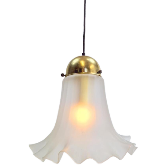 Vintage Peill & Putzler Hanglamp Glas Messing Regency '60 1