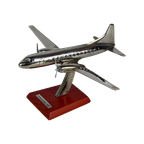 Scale Model Of An Airplane (Silver Plated) - Mounted On Wooden Base - Convair Cv-340 (1951) thumbnail 1