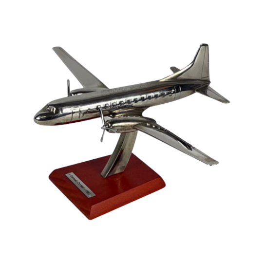 Scale Model Of An Airplane (silver Plated) - Mounted On Wooden Base - Convair Cv-340 (1951) 1