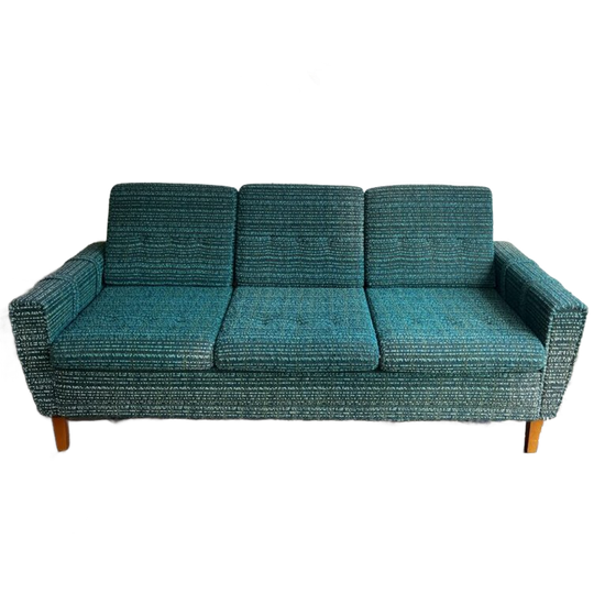 Mid-century Sofa, Driezit In Turquoise Tint 1