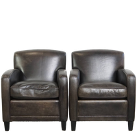 Stijlvolle, Tijdloze En Zeer Comfortabele Set Van 2 Zwart/ Grijze Schapenleren Design Fauteuils