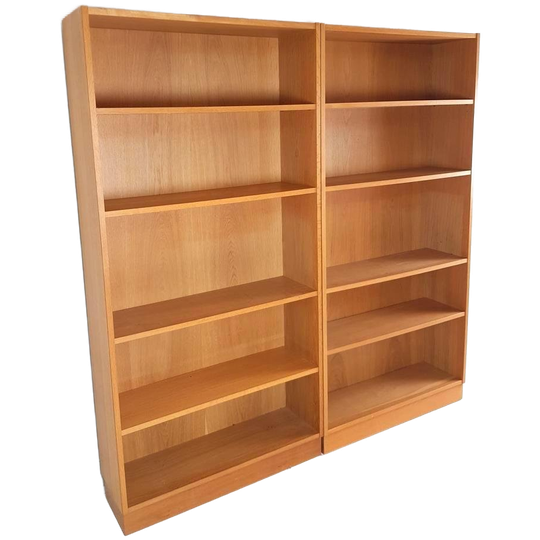 2 Vintage Deense Eiken Fineer Boekenkasten | Boekenkast 1