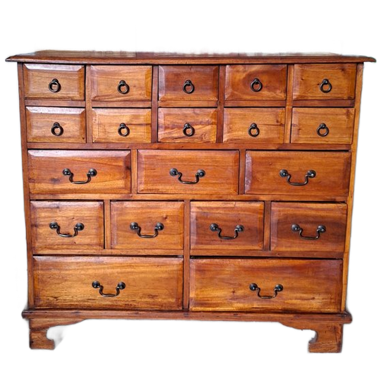 Antieke Geleefde Ladekast, Apothekers, Archiefkast Afm, 105x42cm En 94cm Hoog. 1