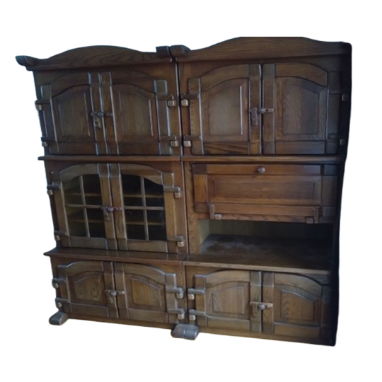 Houten Kastenwand Met Glaskast En Klepkast 1