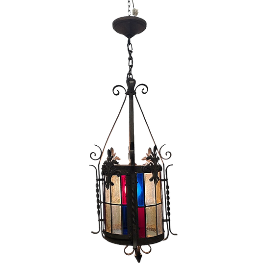 Antiek Franse Glas In Lood Hallantaarn, Eind 19e Eeuw 1