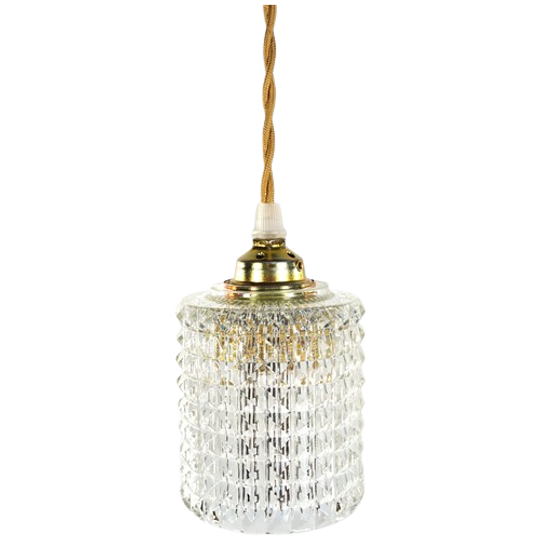Vintage Glazen Lampenkap Helder Glas 1