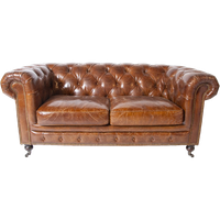 Vintage Chesterfield 2 Zits Bank Antiek Vintage Look Cognac