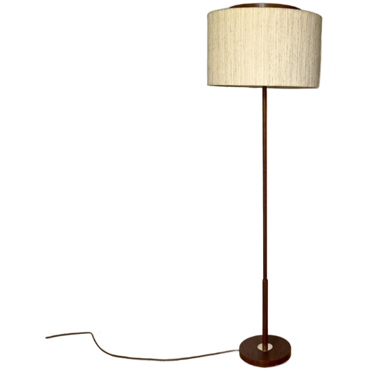 Midcentury Design Vloerlamp - Teak, Ecru Kap Temde Leuchten 1