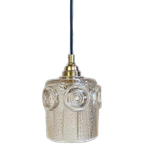 Hanglamp Amberkleurig Glas Goudkleurig Armatuur Jaren 70 thumbnail 1