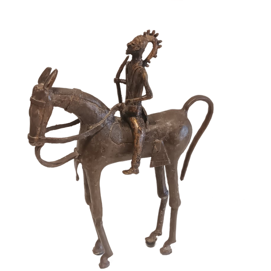 Bronzen Dogon Paard Met Ruiter 1