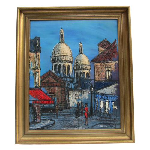 Modern Schilderij Gesigneerd Ergo, Paris Street Scene