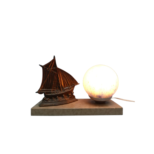 Art Deco Verlichting Tafellamp Bureaulamp Lampen Lamp Lampje Boot Schip Vissersboot Zeilen Zeil Z 1