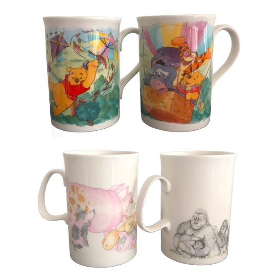 4x Engelse Bekers Fijn Bone China Engeland , Bone China Engeland / Disney 1