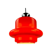 1 Of 9 Red Opaline Glass Pendant Light By Hustadt Leuchten, 1960