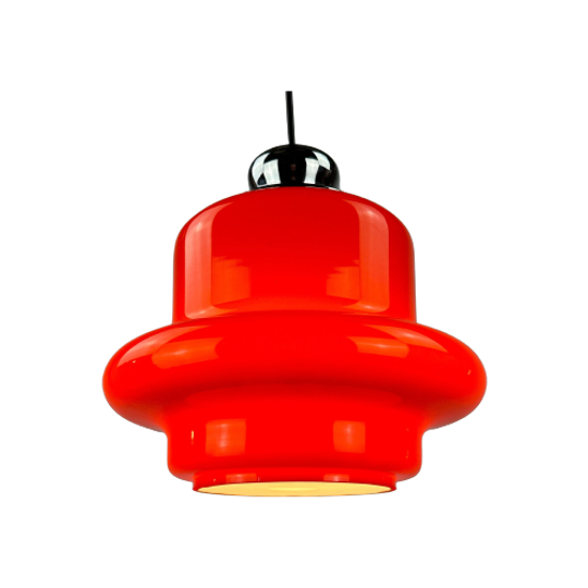 1 Of 9 Red Opaline Glass Pendant Light By Hustadt Leuchten 1960 1