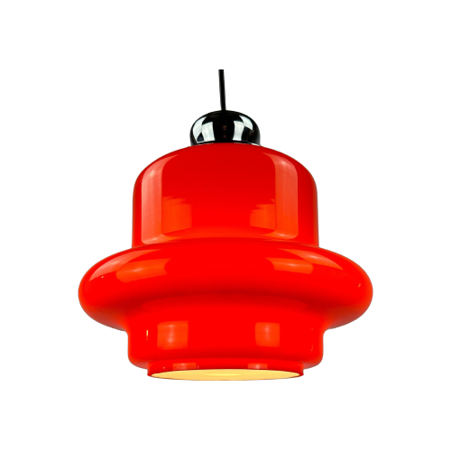 1 Of 9 Red Opaline Glass Pendant Light By Hustadt Leuchten, 1960