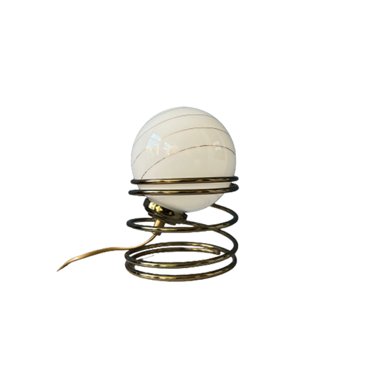 Mid Century Hollywood Regency Opaline Glazen Eyeball Tafellampen (2) 1
