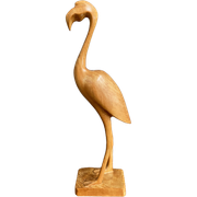 Wood Flamingo Figurine 1960S