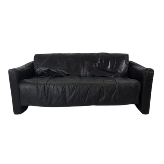 Setprijs Leolux 'pago Pago' Bank Stel Zwart Leer Vintage 2st 1