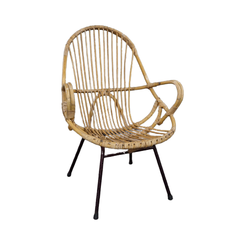 Leuke Rotan Fauteuil Met Armleuningen, Dutch Design, 1960