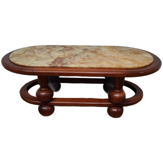 Vintage Houten Salontafel Met Onyx Marmeren Blad 511 1