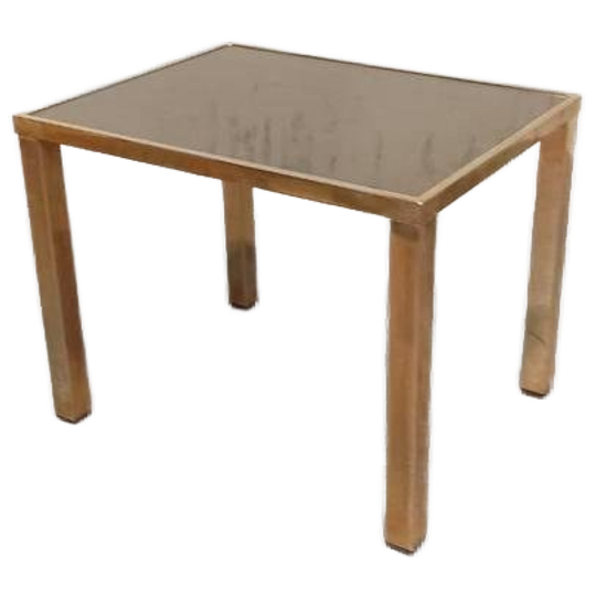 Vintage Gerookte Glazen Bijzettafel, Belgo Chrom Dewulf 1