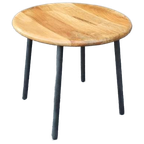 Retro Hout En Metaal Bijzettafel, Rond thumbnail 1