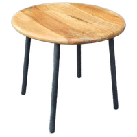 Retro Hout En Metaal Bijzettafel, Rond