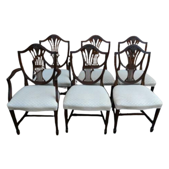 Antique George Hepplewhite Chairs Van 6 Stoelen Set 1