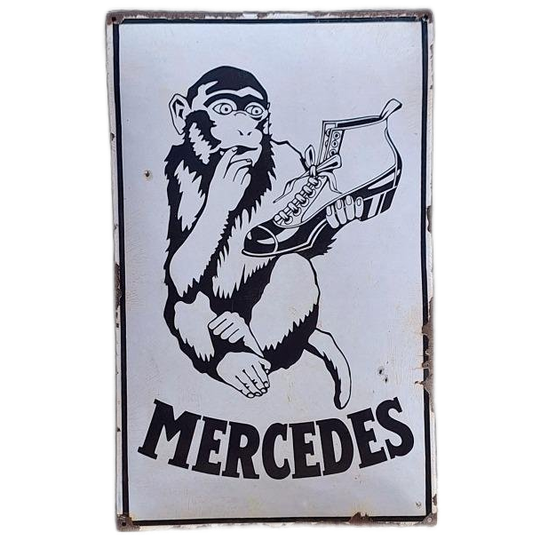 Zeldzaam En Antiek Emaille Bord Mercedes Shoes...top Bord! 1