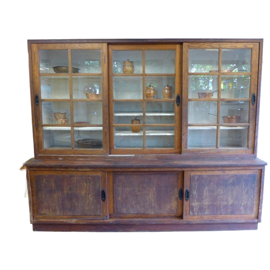 Grote Oude Buffet Vitrine School Museum Winkel Kast 1