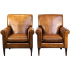 Set Van 2 Grote En Comfortabele Schapenleren Fauteuils/ Armchairs Met Een Geweldige Uitstraling thumbnail 1