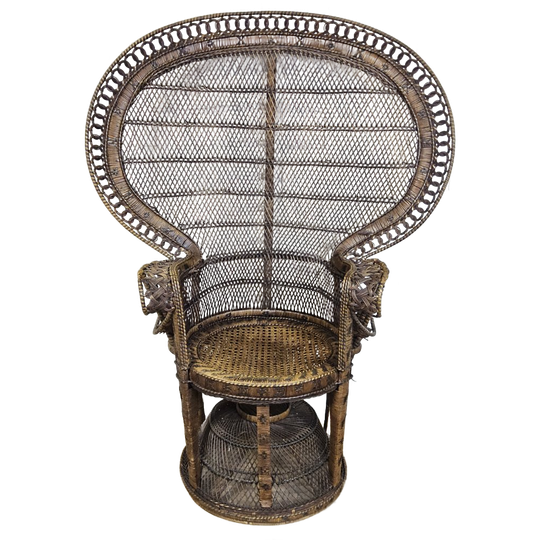 Vintage Rotan Peacock Chair Emmanuelle / Pauwen Stoel (h149) Pauwen Stoel Rattan 1