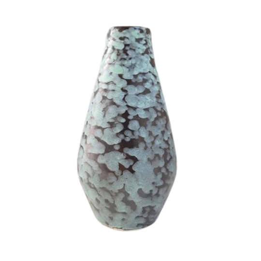 Vintage Groen Gewolkte Aardewerken Vaasje, Vaas, Jadegroen 1