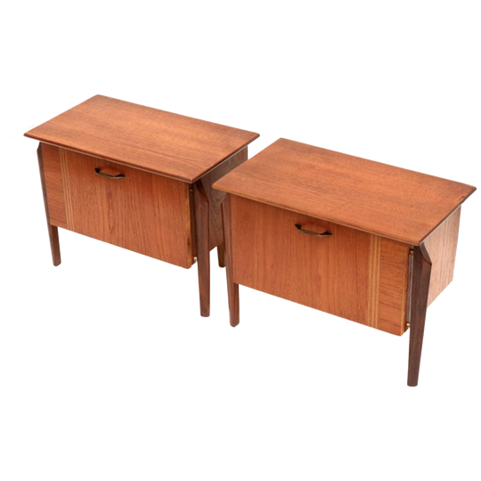 2x Vintage Nachtkastje Van Louis van Teeffelen Voor Wébé Uit De Jaren ’60 1