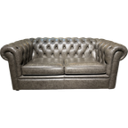 Stoere Vintage Chesterfield 2 Zits Bank Vintage Grijs / Taupe thumbnail 1