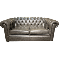 Stoere Vintage Chesterfield 2 Zits Bank Vintage Grijs / Taupe