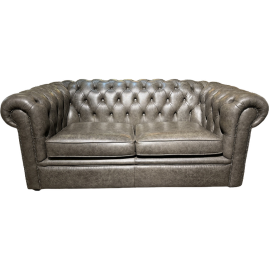 Stoere Vintage Chesterfield 2 Zits Bank Vintage Grijs / Taupe 1