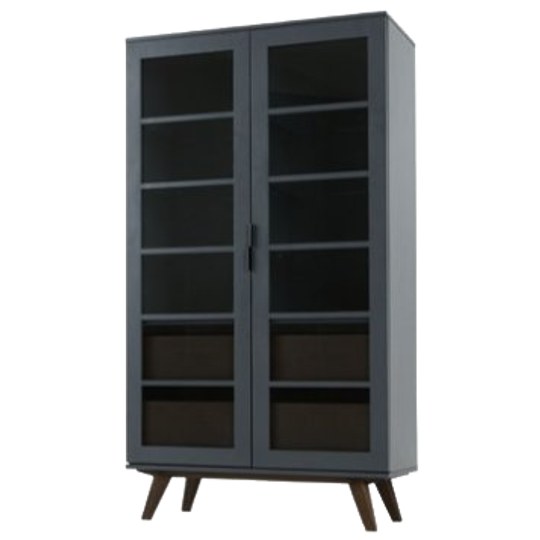 Aveiro Vitrinekast – Scandinavisch Design In Grijs Met Glasplanken 1