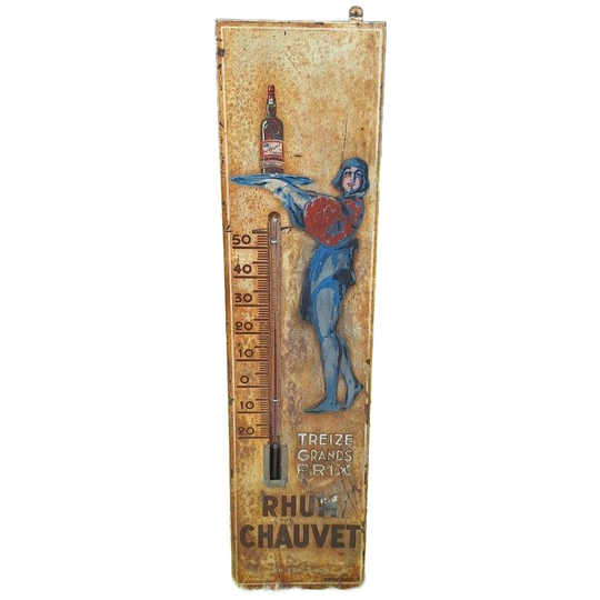 Vintage Reclamebord, Thermometer Voor Rhum Chauvet. 1