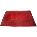 Vintage Red Afghan Art Deco Wool Rug thumbnail 1