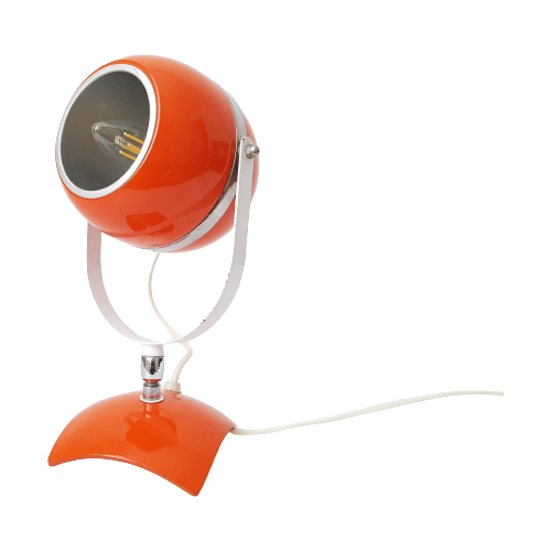 Space Age Eyeball Bureaulamp, Oranje-Zilver, Metaal