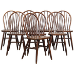 Set Van 8 Vintage Houten Windsor Spijlen Stoelen In Engelse Stijl Uit De Jaren ’70 thumbnail 1