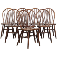 Set Van 8 Vintage Houten Windsor Spijlen Stoelen In Engelse Stijl Uit De Jaren ’70