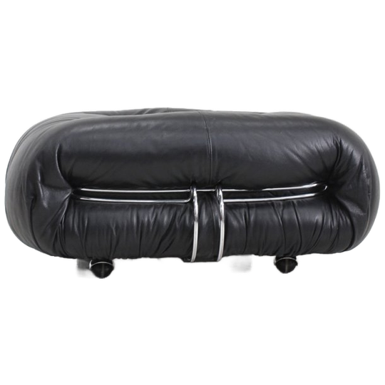 Soriana Ottoman By Afra & Tobia Scarpa For Cassina Black Leather 1