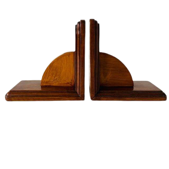 Vintage Boekensteunen Artdeco Stijl Hout 1