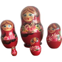 Matroesjka - Baboesjka Pop, 5 Houten Poppetjes