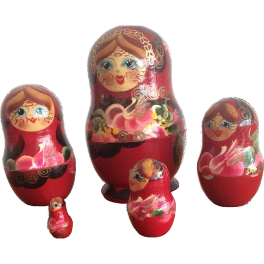 Matroesjka - Baboesjka Pop, 5 Houten Poppetjes 1