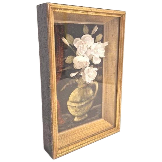 Vintage 3d Lijst Schilderij Met Zijdebloemen 1