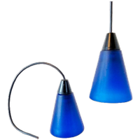 2 Glazen Hanglampen Kelkjes Blauwe Glazen Lamp